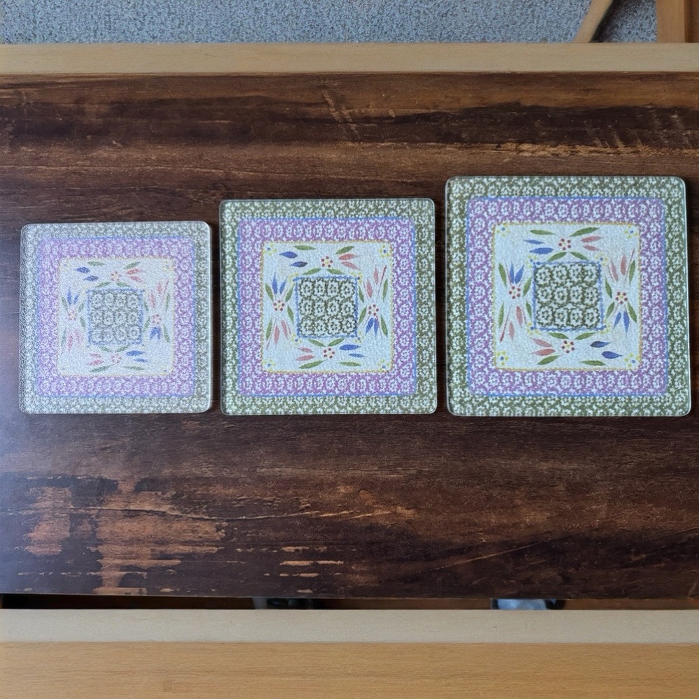 Set of Three - Old World Glass Square Trivets